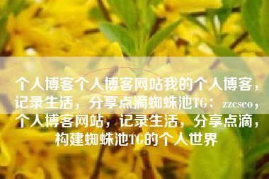 个人博客个人博客网站我的个人博客，记录生活，分享点滴蜘蛛池TG：zzcseo，个人博客网站，记录生活，分享点滴，构建蜘蛛池TG的个人世界