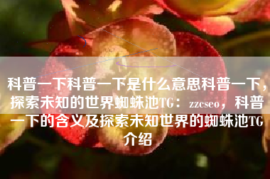 科普一下科普一下是什么意思科普一下，探索未知的世界蜘蛛池TG：zzcseo，科普一下的含义及探索未知世界的蜘蛛池TG介绍