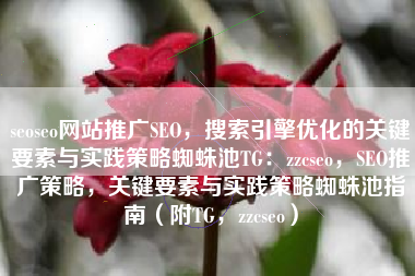 seoseo网站推广SEO，搜索引擎优化的关键要素与实践策略蜘蛛池TG：zzcseo，SEO推广策略，关键要素与实践策略蜘蛛池指南（附TG，zzcseo）