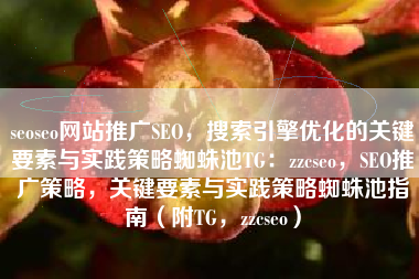 seoseo网站推广SEO，搜索引擎优化的关键要素与实践策略蜘蛛池TG：zzcseo，SEO推广策略，关键要素与实践策略蜘蛛池指南（附TG，zzcseo）