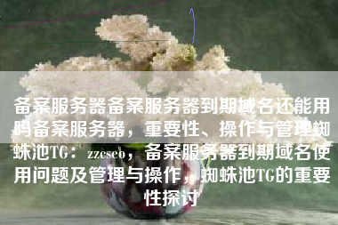 备案服务器备案服务器到期域名还能用吗备案服务器，重要性、操作与管理蜘蛛池TG：zzcseo，备案服务器到期域名使用问题及管理与操作，蜘蛛池TG的重要性探讨