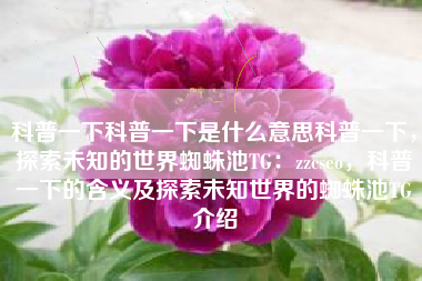 科普一下科普一下是什么意思科普一下，探索未知的世界蜘蛛池TG：zzcseo，科普一下的含义及探索未知世界的蜘蛛池TG介绍