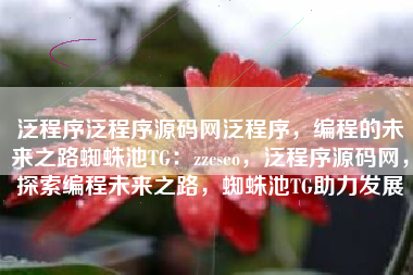 泛程序泛程序源码网泛程序，编程的未来之路蜘蛛池TG：zzcseo，泛程序源码网，探索编程未来之路，蜘蛛池TG助力发展