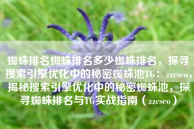 蜘蛛排名蜘蛛排名多少蜘蛛排名，探寻搜索引擎优化中的秘密蜘蛛池TG：zzcseo，揭秘搜索引擎优化中的秘密蜘蛛池，探寻蜘蛛排名与TG实战指南（zzcseo）