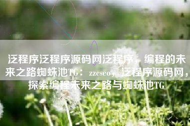 泛程序泛程序源码网泛程序，编程的未来之路蜘蛛池TG：zzcseo，泛程序源码网，探索编程未来之路与蜘蛛池TG