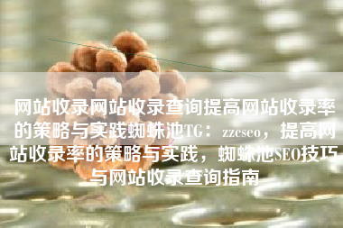 网站收录网站收录查询提高网站收录率的策略与实践蜘蛛池TG：zzcseo，提高网站收录率的策略与实践，蜘蛛池SEO技巧与网站收录查询指南