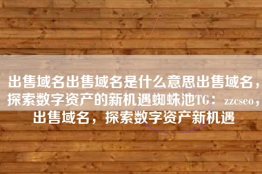 出售域名出售域名是什么意思出售域名，探索数字资产的新机遇蜘蛛池TG：zzcseo，出售域名，探索数字资产新机遇