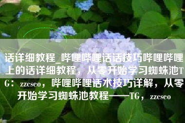 话详细教程_哔哩哔哩话话技巧哔哩哔哩上的话详细教程，从零开始学习蜘蛛池TG：zzcseo，哔哩哔哩话术技巧详解，从零开始学习蜘蛛池教程——TG，zzcseo