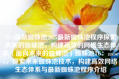 2025最新蜘蛛池2025最新蜘蛛池程序探索未来的蜘蛛池，构建高效的网络生态体系（面向未来的蜘蛛池）蜘蛛池TG：zzcseo，探索未来蜘蛛池技术，构建高效网络生态体系与最新蜘蛛池程序介绍