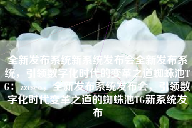 全新发布系统新系统发布会全新发布系统，引领数字化时代的变革之道蜘蛛池TG：zzcseo，全新发布系统发布会，引领数字化时代变革之道的蜘蛛池TG新系统发布