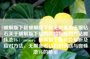 破解版下载破解版下载无限金币无限钻石关于破解版下载的风险与应对方法蜘蛛池TG：zzcseo，破解版下载风险解析及应对方法，无限金币钻石的诱惑与蜘蛛池TG的秘密