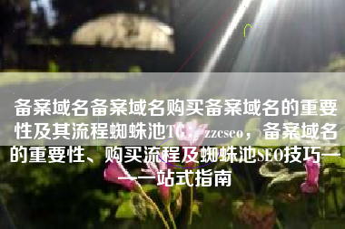 备案域名备案域名购买备案域名的重要性及其流程蜘蛛池TG：zzcseo，备案域名的重要性、购买流程及蜘蛛池SEO技巧——一站式指南