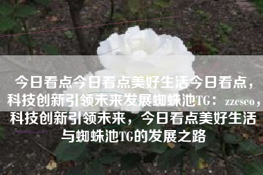 今日看点今日看点美好生活今日看点，科技创新引领未来发展蜘蛛池TG：zzcseo，科技创新引领未来，今日看点美好生活与蜘蛛池TG的发展之路
