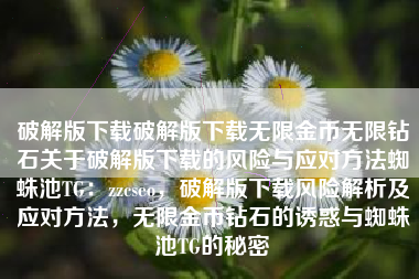 破解版下载破解版下载无限金币无限钻石关于破解版下载的风险与应对方法蜘蛛池TG：zzcseo，破解版下载风险解析及应对方法，无限金币钻石的诱惑与蜘蛛池TG的秘密