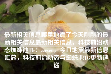最新相关信息哪里地震了今天刚刚的最新相关信息最新相关信息，科技前沿动态蜘蛛池TG：zzcseo，今日地震最新信息汇总，科技前沿动态与蜘蛛池TG更新速递