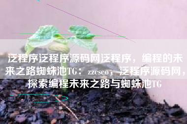 泛程序泛程序源码网泛程序，编程的未来之路蜘蛛池TG：zzcseo，泛程序源码网，探索编程未来之路与蜘蛛池TG