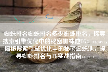 蜘蛛排名蜘蛛排名多少蜘蛛排名，探寻搜索引擎优化中的秘密蜘蛛池TG：zzcseo，揭秘搜索引擎优化中的秘密蜘蛛池，探寻蜘蛛排名与TG实战指南zzcseo