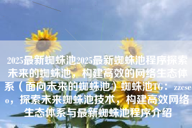 2025最新蜘蛛池2025最新蜘蛛池程序探索未来的蜘蛛池，构建高效的网络生态体系（面向未来的蜘蛛池）蜘蛛池TG：zzcseo，探索未来蜘蛛池技术，构建高效网络生态体系与最新蜘蛛池程序介绍