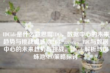IDCidc是什么意思啊IDC，数据中心的未来趋势与挑战蜘蛛池TG：zzcseo，IDC与数据中心的未来趋势与挑战，IDCidc解析与蜘蛛池SEO策略探讨