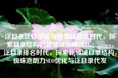 泛目录泛目录排名代发泛目录时代，探索目录结构的新领域蜘蛛池TG：zzcseo，泛目录排名时代，探索新领域目录结构，蜘蛛池助力SEO优化与泛目录代发