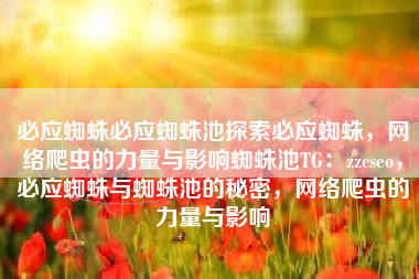 必应蜘蛛必应蜘蛛池探索必应蜘蛛，网络爬虫的力量与影响蜘蛛池TG：zzcseo，必应蜘蛛与蜘蛛池的秘密，网络爬虫的力量与影响