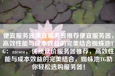 便宜服务器便宜服务器推荐便宜服务器，高效性能与成本效益的完美结合蜘蛛池TG：zzcseo，优质低价服务器推荐，高效性能与成本效益的完美结合，蜘蛛池TG助你轻松选购服务器！