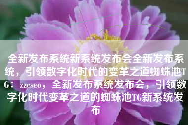 全新发布系统新系统发布会全新发布系统，引领数字化时代的变革之道蜘蛛池TG：zzcseo，全新发布系统发布会，引领数字化时代变革之道的蜘蛛池TG新系统发布
