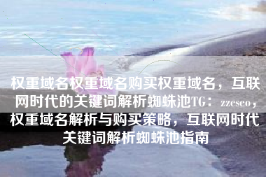 权重域名权重域名购买权重域名，互联网时代的关键词解析蜘蛛池TG：zzcseo，权重域名解析与购买策略，互联网时代关键词解析蜘蛛池指南