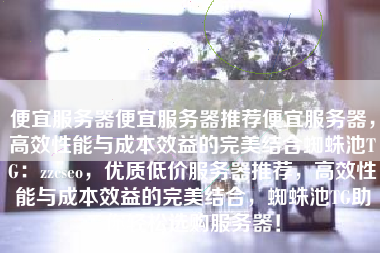 便宜服务器便宜服务器推荐便宜服务器，高效性能与成本效益的完美结合蜘蛛池TG：zzcseo，优质低价服务器推荐，高效性能与成本效益的完美结合，蜘蛛池TG助你轻松选购服务器！