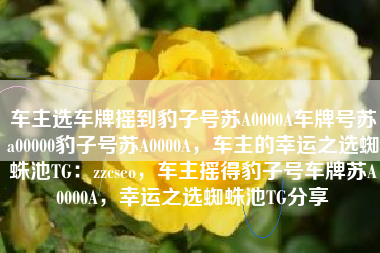 车主选车牌摇到豹子号苏A0000A车牌号苏a00000豹子号苏A0000A，车主的幸运之选蜘蛛池TG：zzcseo，车主摇得豹子号车牌苏A0000A，幸运之选蜘蛛池TG分享