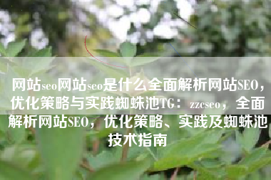 网站seo网站seo是什么全面解析网站SEO，优化策略与实践蜘蛛池TG：zzcseo，全面解析网站SEO，优化策略、实践及蜘蛛池技术指南