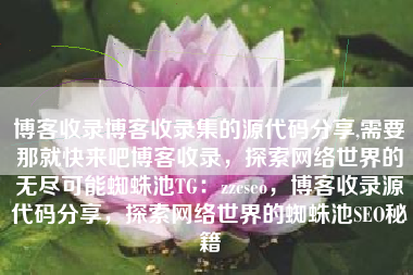 博客收录博客收录集的源代码分享,需要那就快来吧博客收录，探索网络世界的无尽可能蜘蛛池TG：zzcseo，博客收录源代码分享，探索网络世界的蜘蛛池SEO秘籍