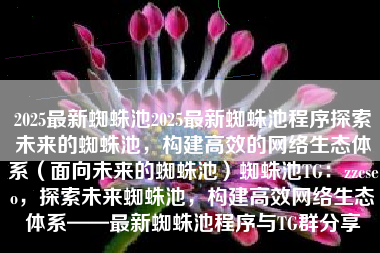 2025最新蜘蛛池2025最新蜘蛛池程序探索未来的蜘蛛池，构建高效的网络生态体系（面向未来的蜘蛛池）蜘蛛池TG：zzcseo，探索未来蜘蛛池，构建高效网络生态体系——最新蜘蛛池程序与TG群分享