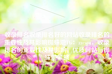 收录排名收录排名好的网站收录排名的重要性及其影响蜘蛛池TG：zzcseo，收录排名的重要性及其影响，优质网站与蜘蛛池策略