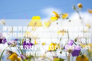 便宜服务器便宜服务器推荐便宜服务器，高效性能与成本效益的完美结合蜘蛛池TG：zzcseo，优质低价服务器推荐，高效性能与成本效益的完美结合，蜘蛛池TG助你轻松选购服务器！