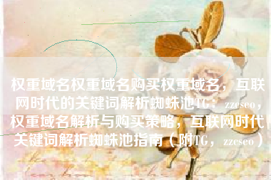 权重域名权重域名购买权重域名，互联网时代的关键词解析蜘蛛池TG：zzcseo，权重域名解析与购买策略，互联网时代关键词解析蜘蛛池指南（附TG，zzcseo）