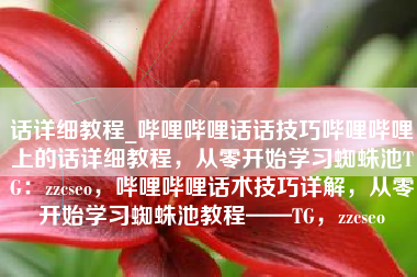 话详细教程_哔哩哔哩话话技巧哔哩哔哩上的话详细教程，从零开始学习蜘蛛池TG：zzcseo，哔哩哔哩话术技巧详解，从零开始学习蜘蛛池教程——TG，zzcseo