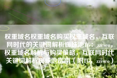 权重域名权重域名购买权重域名，互联网时代的关键词解析蜘蛛池TG：zzcseo，权重域名解析与购买策略，互联网时代关键词解析蜘蛛池指南（附TG，zzcseo）
