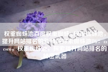 权重蜘蛛池百度权重蜘蛛ip权重蜘蛛池，提升网站排名的新领域探索蜘蛛池TG：zzcseo，权重蜘蛛池，探索提升网站排名的秘密武器