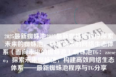 2025最新蜘蛛池2025最新蜘蛛池程序探索未来的蜘蛛池，构建高效的网络生态体系（面向未来的蜘蛛池）蜘蛛池TG：zzcseo，探索未来蜘蛛池，构建高效网络生态体系——最新蜘蛛池程序与TG分享