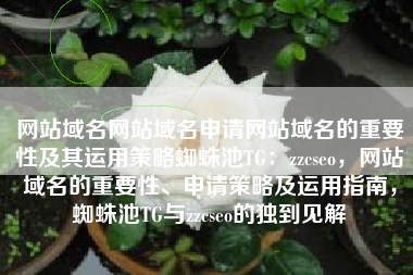 网站域名网站域名申请网站域名的重要性及其运用策略蜘蛛池TG：zzcseo，网站域名的重要性、申请策略及运用指南，蜘蛛池TG与zzcseo的独到见解