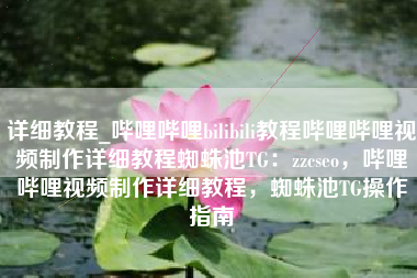详细教程_哔哩哔哩bilibili教程哔哩哔哩视频制作详细教程蜘蛛池TG：zzcseo，哔哩哔哩视频制作详细教程，蜘蛛池TG操作指南