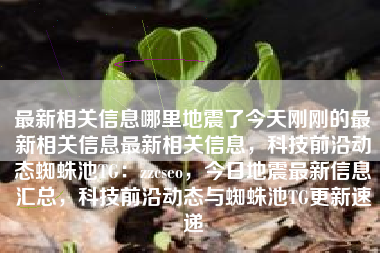 最新相关信息哪里地震了今天刚刚的最新相关信息最新相关信息，科技前沿动态蜘蛛池TG：zzcseo，今日地震最新信息汇总，科技前沿动态与蜘蛛池TG更新速递