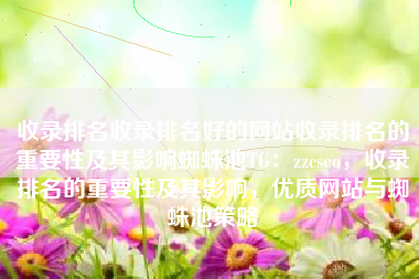收录排名收录排名好的网站收录排名的重要性及其影响蜘蛛池TG：zzcseo，收录排名的重要性及其影响，优质网站与蜘蛛池策略