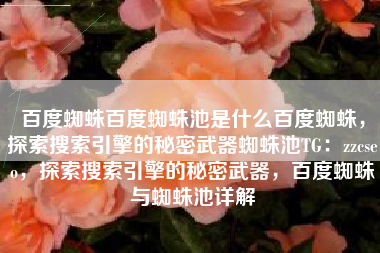 百度蜘蛛百度蜘蛛池是什么百度蜘蛛，探索搜索引擎的秘密武器蜘蛛池TG：zzcseo，探索搜索引擎的秘密武器，百度蜘蛛与蜘蛛池详解