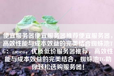 便宜服务器便宜服务器推荐便宜服务器，高效性能与成本效益的完美结合蜘蛛池TG：zzcseo，优质低价服务器推荐，高效性能与成本效益的完美结合，蜘蛛池TG助你轻松选购服务器！