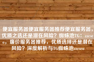 便宜服务器便宜服务器推荐便宜服务器，优质之选还是潜在风险？蜘蛛池TG：zzcseo，廉价服务器推荐，优质选择还是潜在风险？深度解析与TG蜘蛛池zzcseo