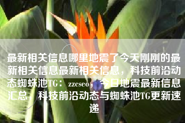 最新相关信息哪里地震了今天刚刚的最新相关信息最新相关信息，科技前沿动态蜘蛛池TG：zzcseo，今日地震最新信息汇总，科技前沿动态与蜘蛛池TG更新速递