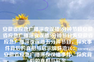 安徽省应急广播深夜误播5分钟节目安徽省应急广播深夜误播5分钟节目表安徽省应急广播深夜误播五分钟节目，探究事件背后的真相与启示蜘蛛池TG：zzcseo，安徽省应急广播深夜误播事件，探究背后的真相与启示