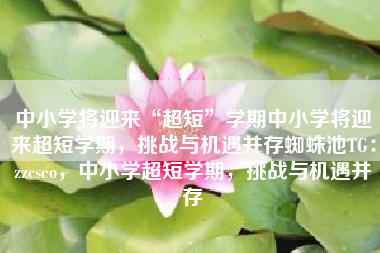 中小学将迎来“超短”学期中小学将迎来超短学期，挑战与机遇并存蜘蛛池TG：zzcseo，中小学超短学期，挑战与机遇并存
